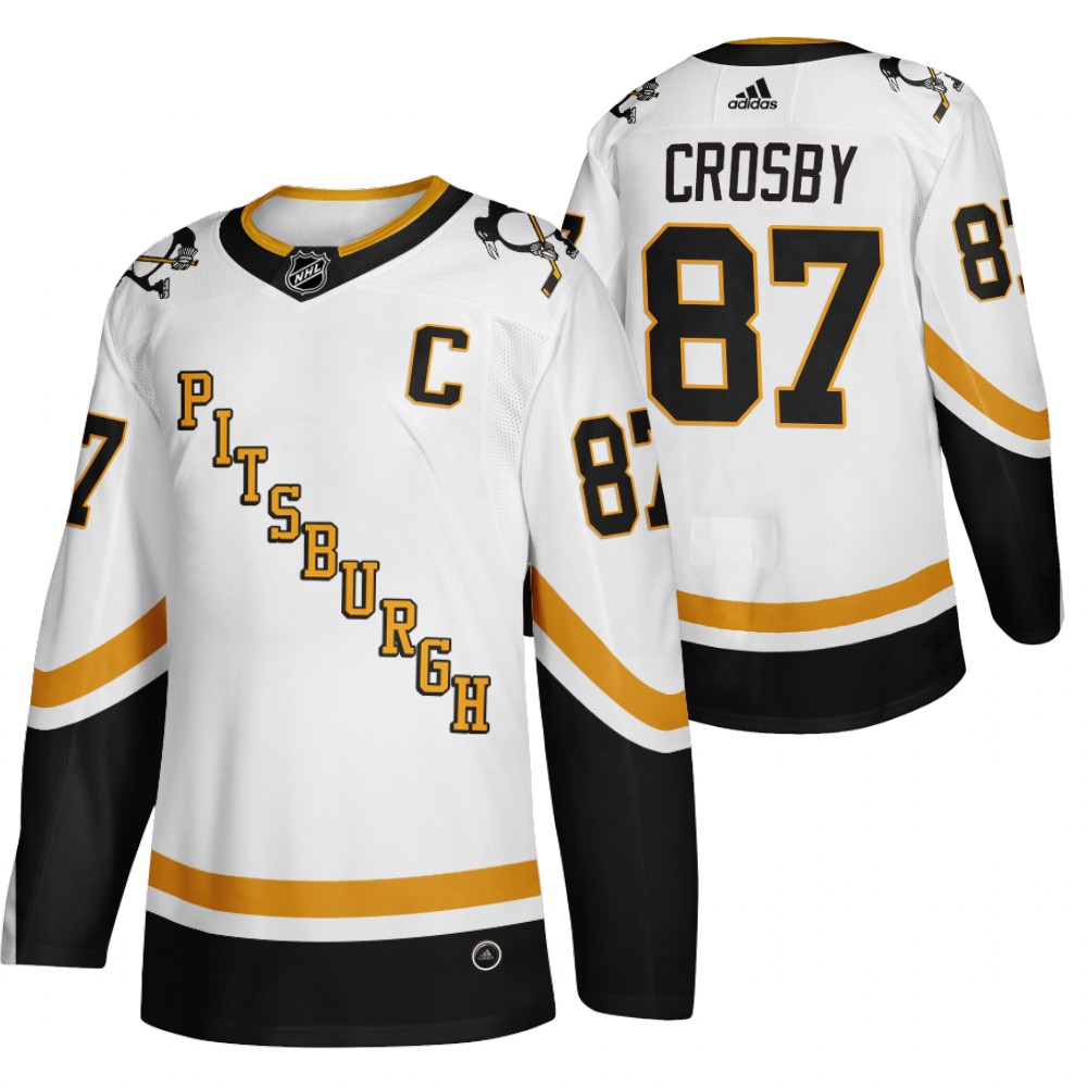 2021 Adidias Pittsburgh Penguins #87 Sidney Crosby White Men Reverse Retro Alternate NHL Jersey